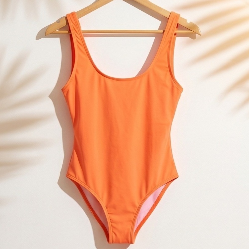 Shekini M Orange Scoop Neck One Piece‎ Swimsuit Size Medium NWT